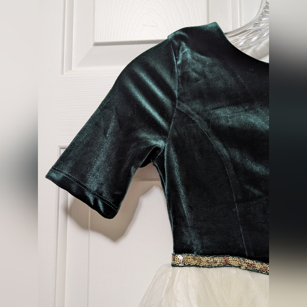 SZ Med (7/8) Girls Lilt Emerald Green Velour Bodice Tulee Reindeer Dress - Picture 11 of 13